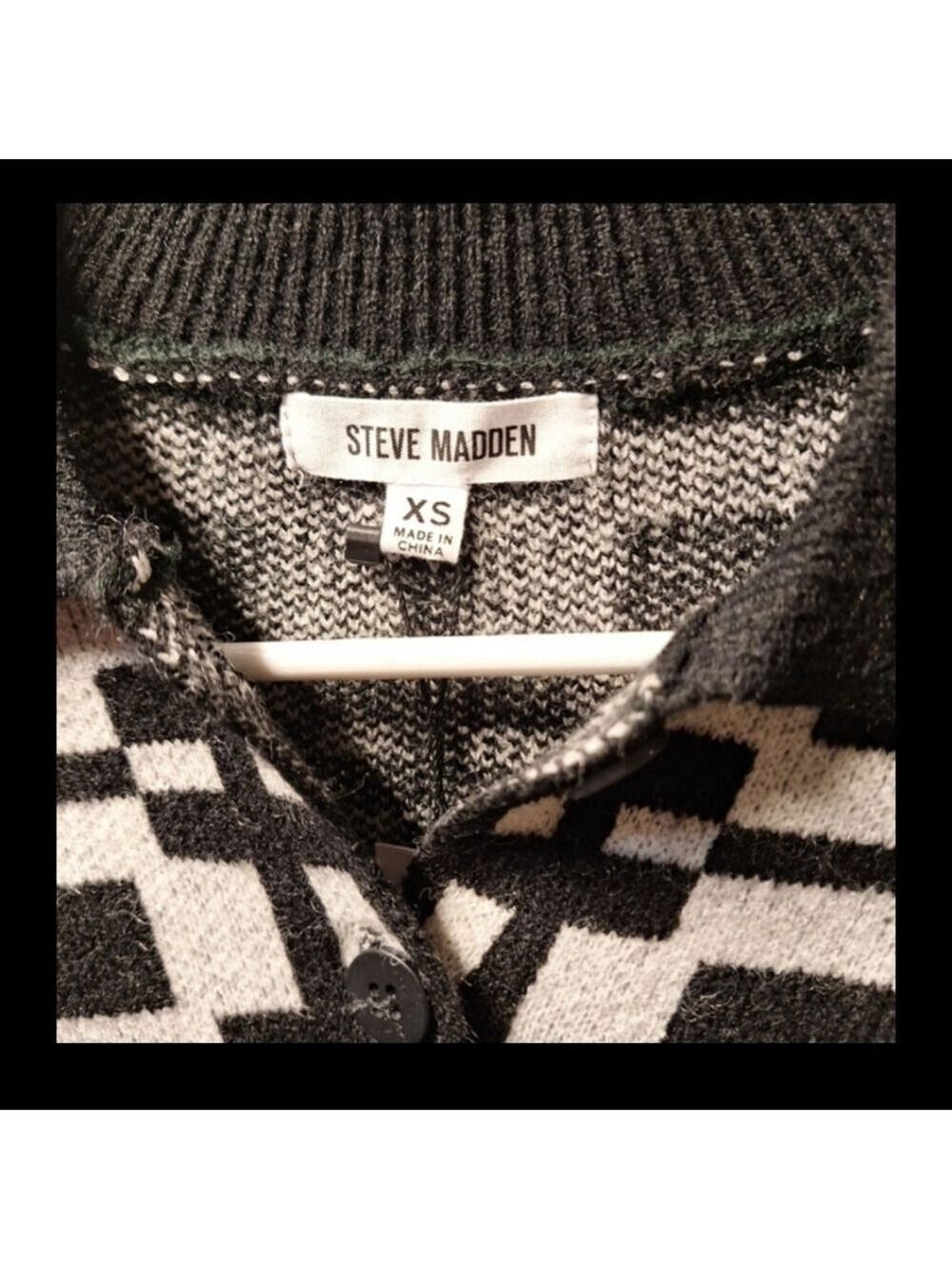 Steve Madden Black and White Checkered Cardigan XS NWT - Picture 7 of 9